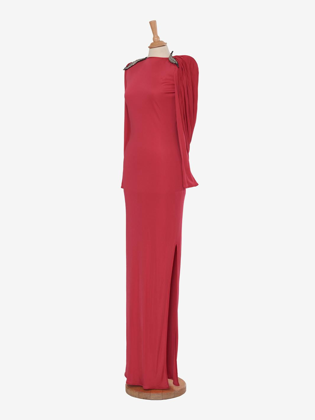Valentino Boutique Dress with drape and silver leaf embroidery - '80s AR002  Valentino 