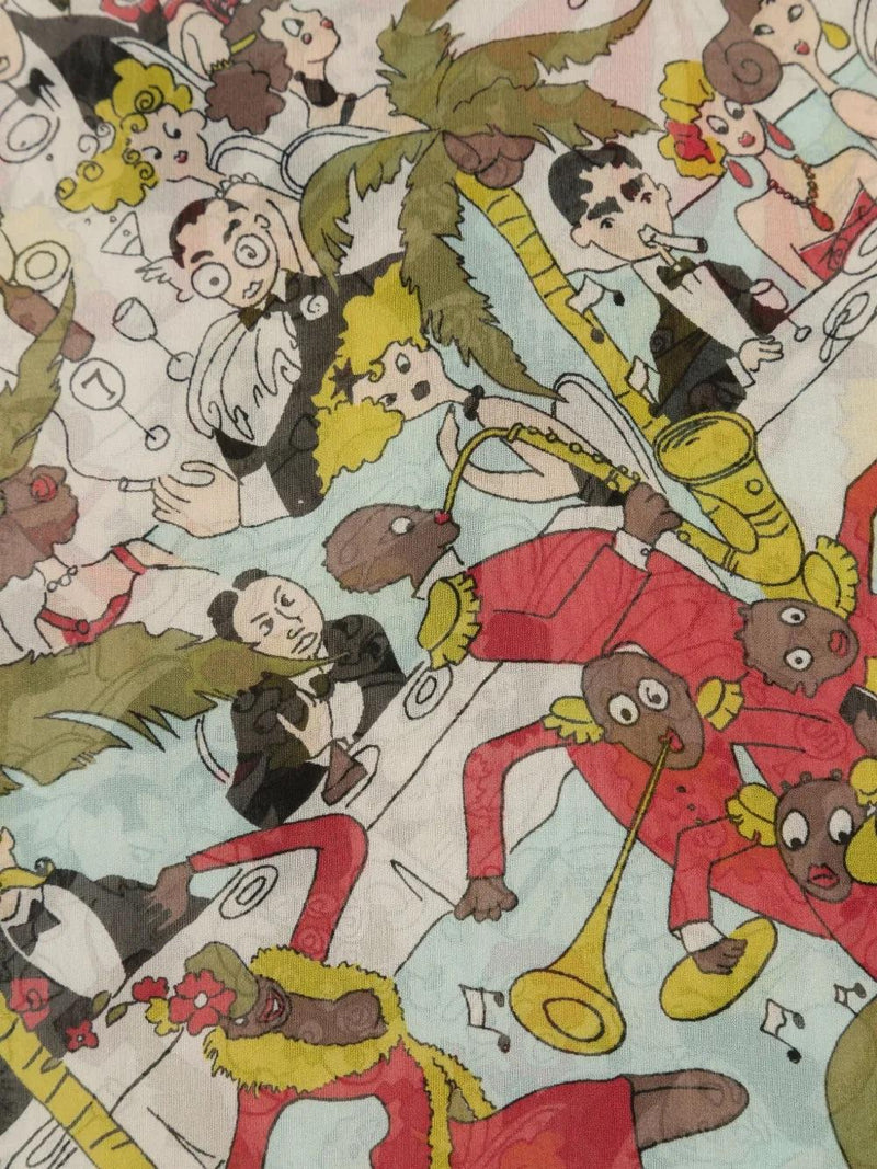 John Galliano Graphic-Print Silk Scarf WCV241084  John Galliano 