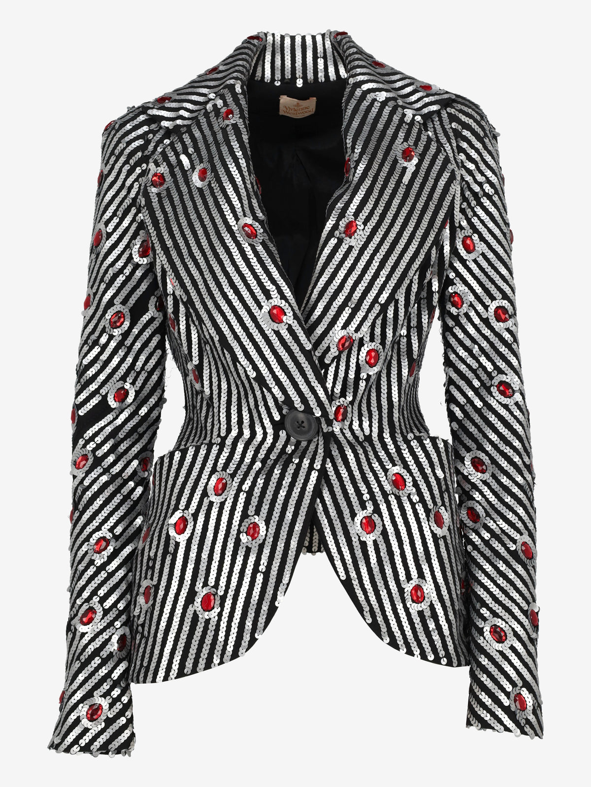 Structured Sequin Stripe Blazer with Ruby Cabochons - Archival Vivienne Westwood AR141  Vivienne Westwood 