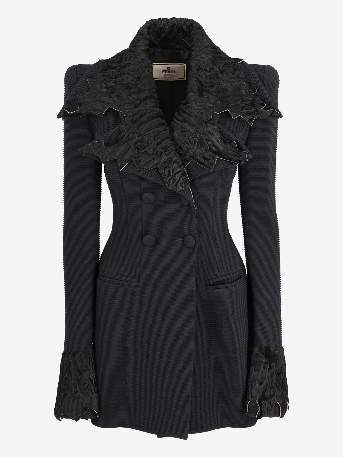 Fendi Black Coat With Shearling Details W2511.60  Fendi 