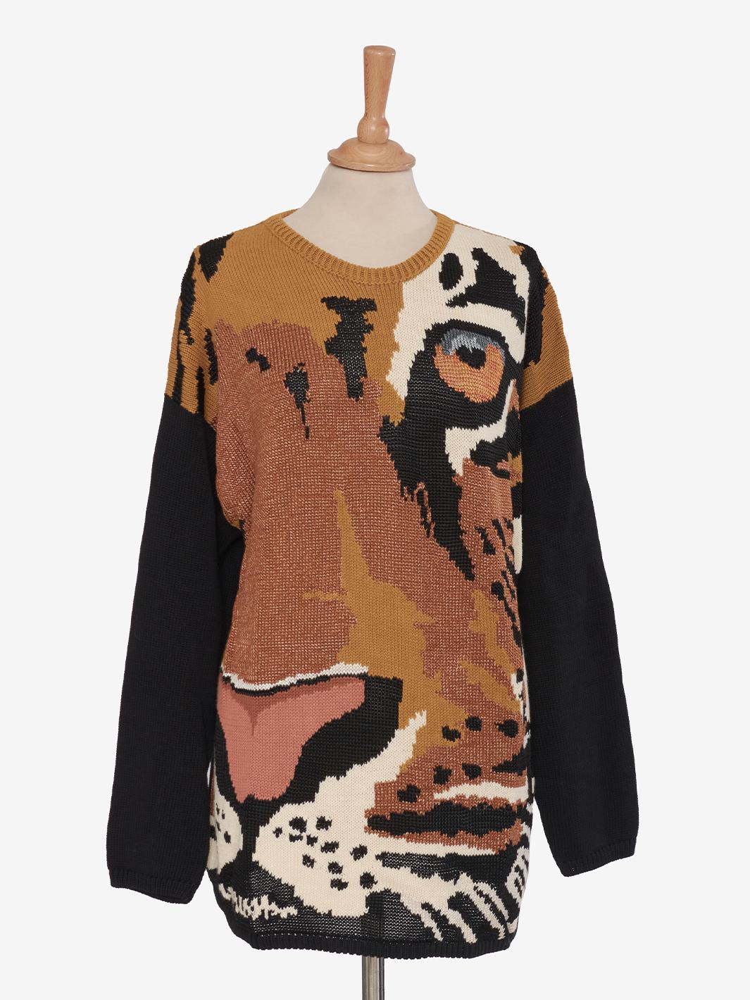 Krizia Cotton Knits with Tiger Embroidery