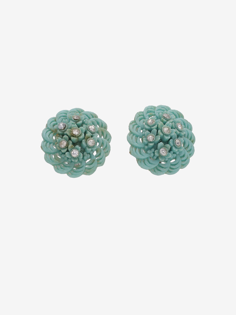 Vintage Turquoise Textured Plastic Earrings W13426.39  Vintage 