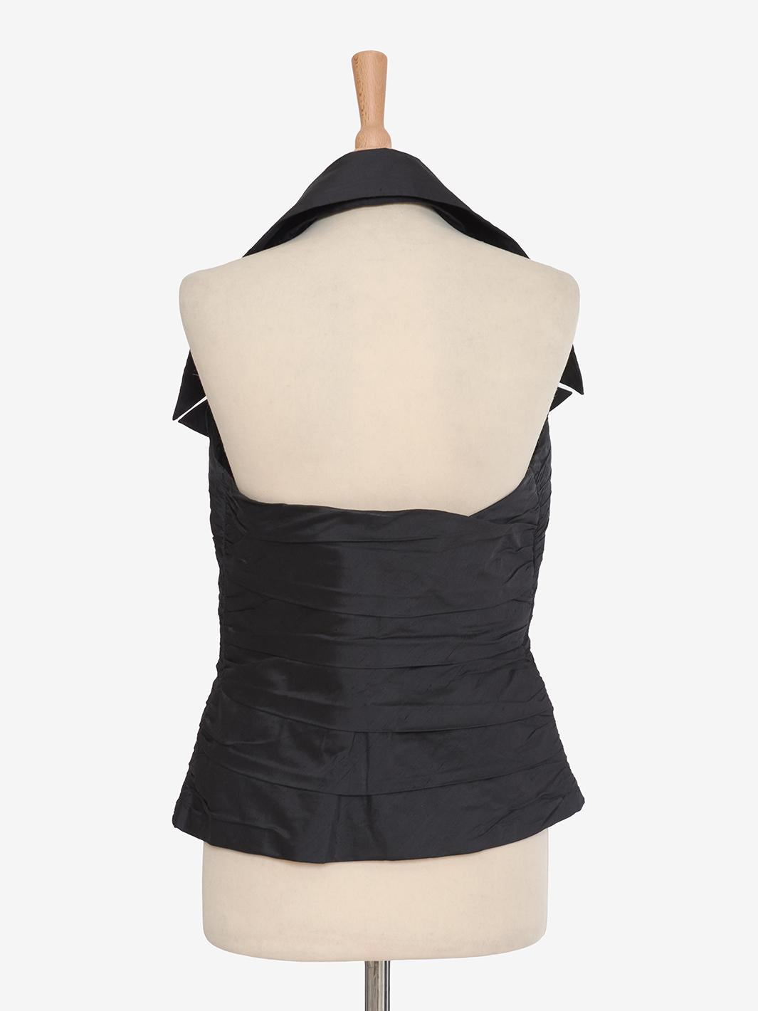 Vintage black silk satin top