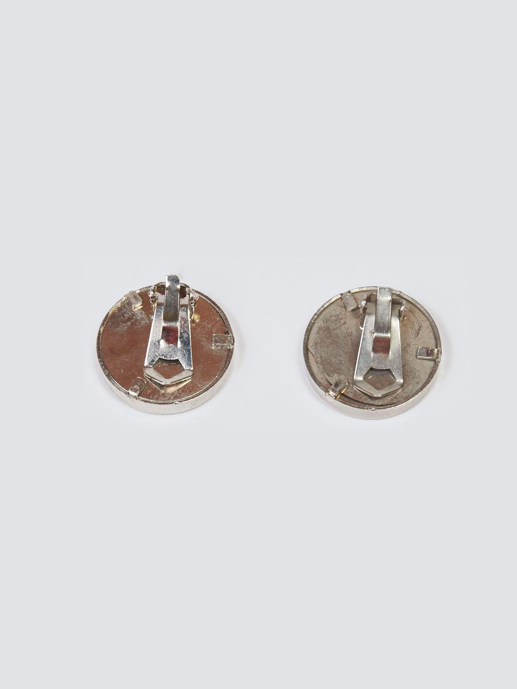 1980s Thierry Mugler round clip-on earrings in wood and metal W22033014  Thierry Mugler 