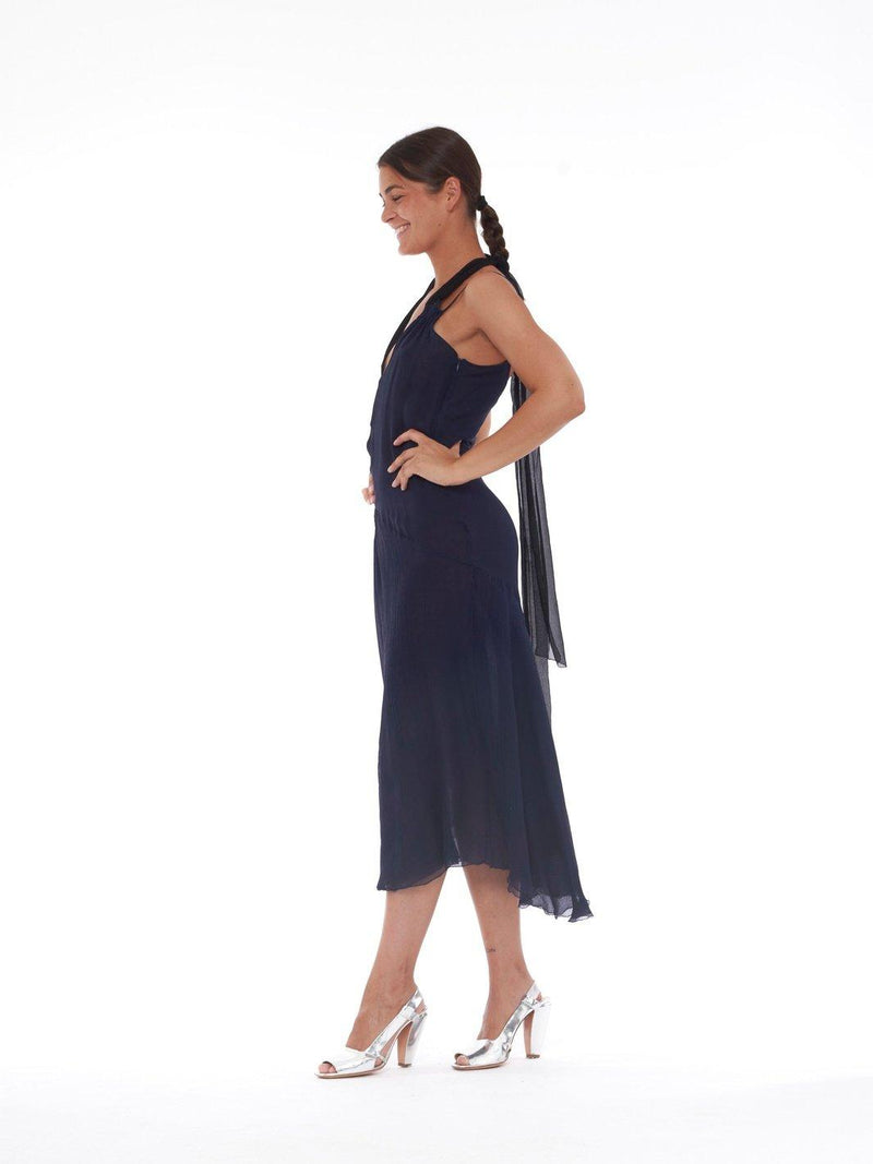 2020 Alessandro dell'Acqua dark blue chiffon dress CVM19.1  Alessandro Dell'Acqua 