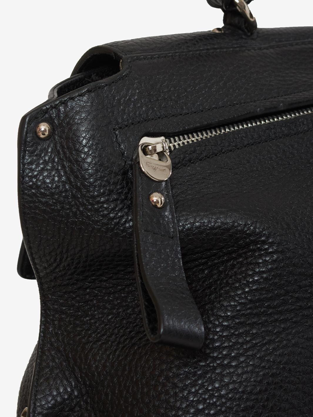 Salvatore Ferragamo Black grained leather bag