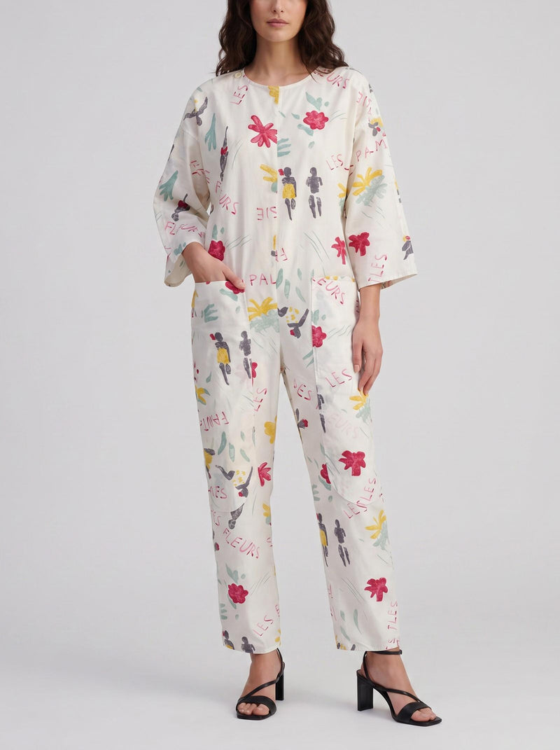 Vintage Caribbean Print Oversized Jumpsuit W150626.24  Vintage 