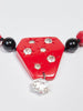1980s necklace with red and black beads W22033118  Vintage 