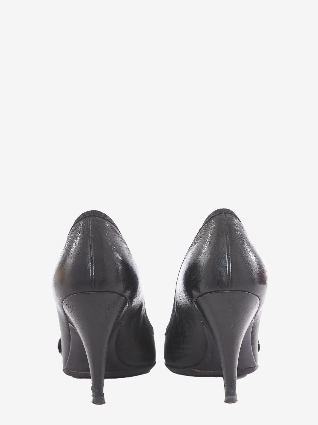 Prada 鞋，黑色皮革鞋跟