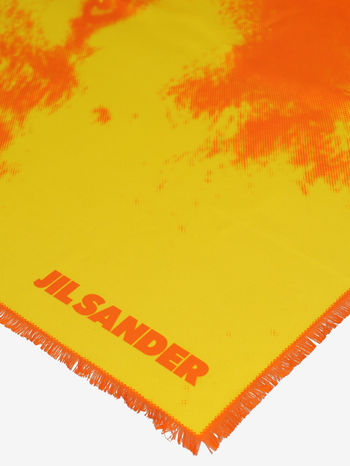 Jil Sander Wolf Portrait Silk Scarf with Fringed Edges W120626.3  Jil Sander 