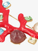 Kenneth Jay Lane Red Coral Branch Brooch With Rhinestones And Synthetic Pearls CVR24.1.72  Kenneth Jay Lane 