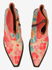 Cowboy Ankle Boots in Red Leather with a Pattern of Flowers W7426.63  Vintage 