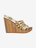 Miu Miu Gold Strappy Bamboo Platform Wedge Sandals W22061012  Miu Miu 