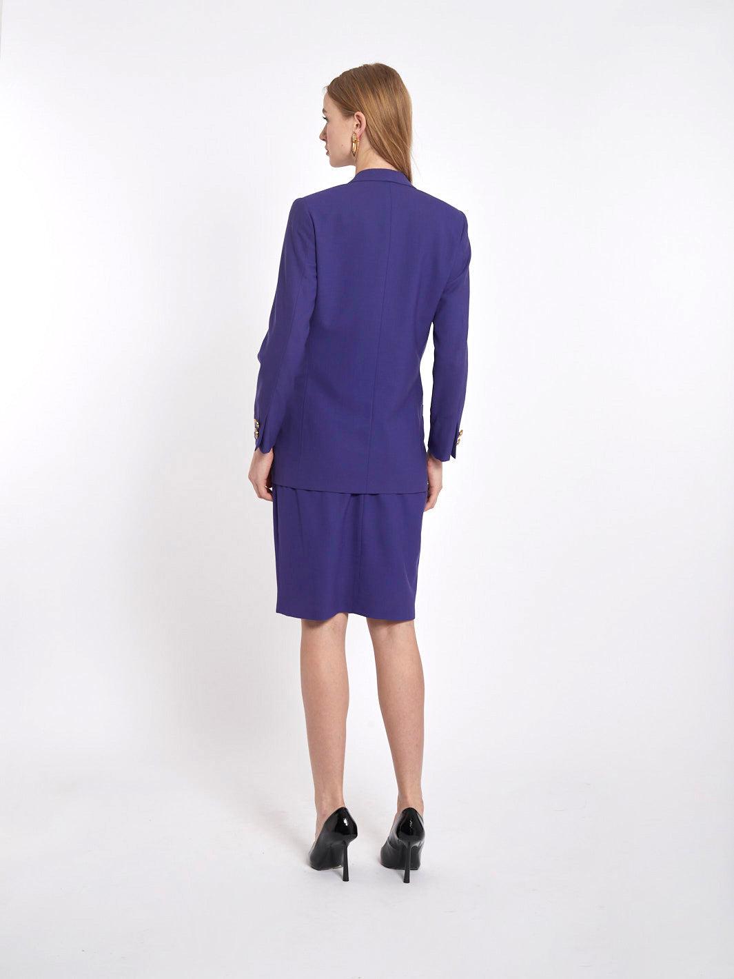 1980s Gianni Versace purple women suit in wool with large buttons W2203173  Versace 