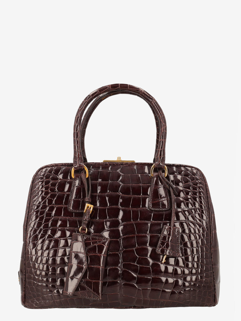 Prada Crocodile Bauletto Bag in Dark Brown Crocodile Leather WCV161224_82  Prada 
