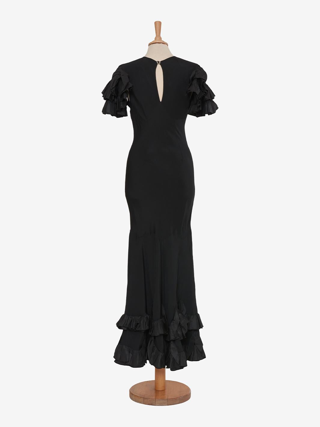 Vintage ruffle taffetà dress - '36s AR003  Vintage 