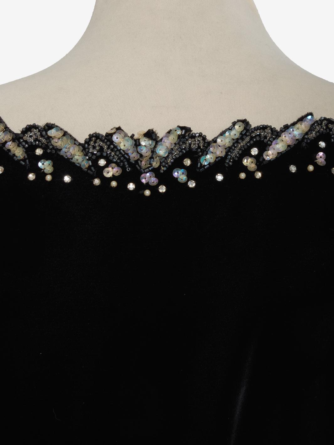 Vintage velvet dress with sequin embroidery - '40s AR005  Vintage 
