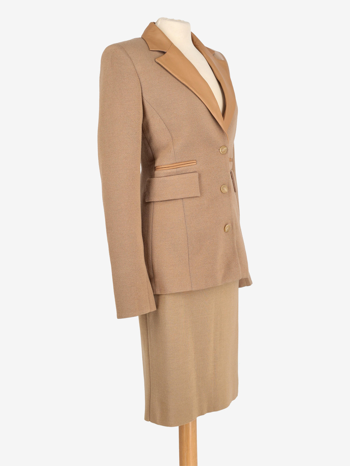 Basile Beige Two-Piece With Leather Inserts W2511.55  Vintage 