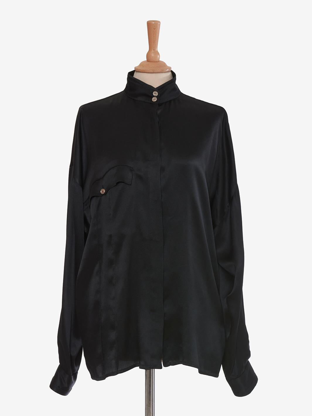 Gianni Versace 黑色真丝衬衫