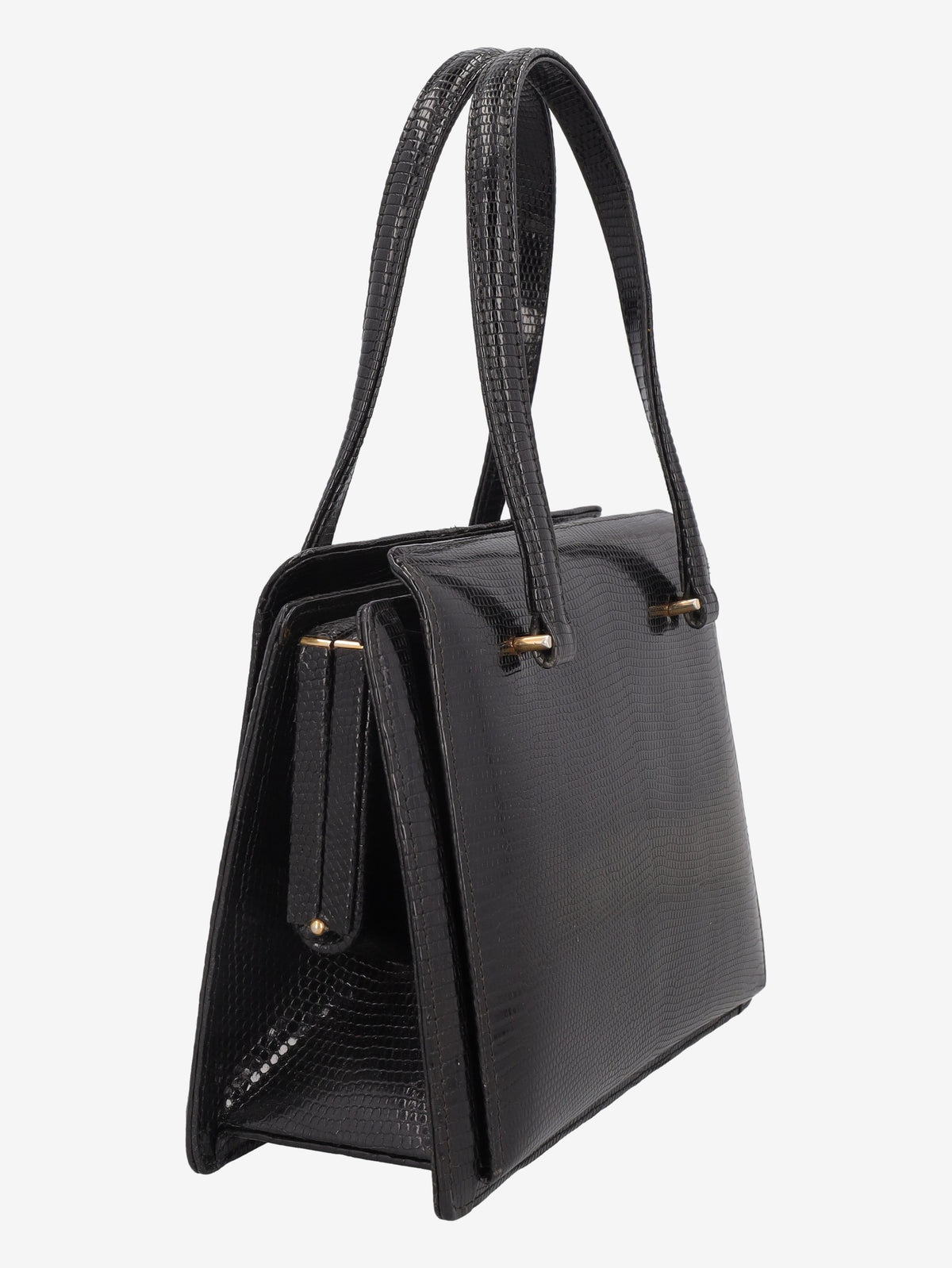 Vintage Black Lizard Leather Handbag WCV300625.38  Vintage 