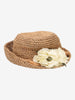 Woven Straw Hat with Ivory Floral Detail BR150622.21  Vintage 