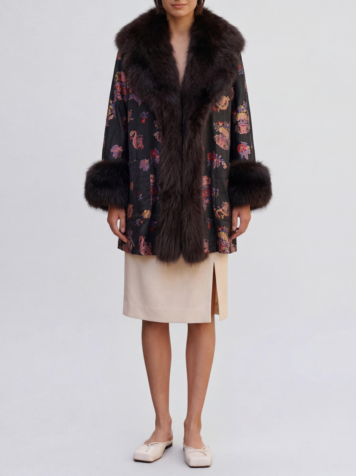 Mario Borsato Coat in Polyester with Oriental Pattern CVM26.6.113  Mario Borsato 