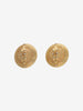 Vintage Gold-Tone Button Clip-On Earrings with Gem Details W13426.19  Vintage 
