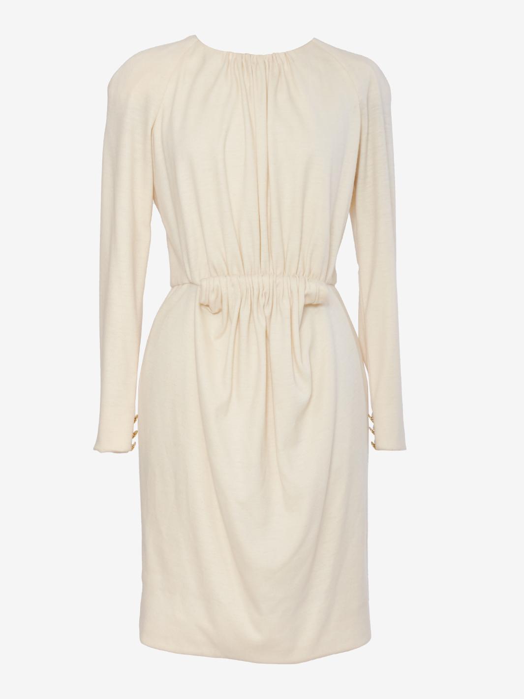 Vintage midi dress in white wool