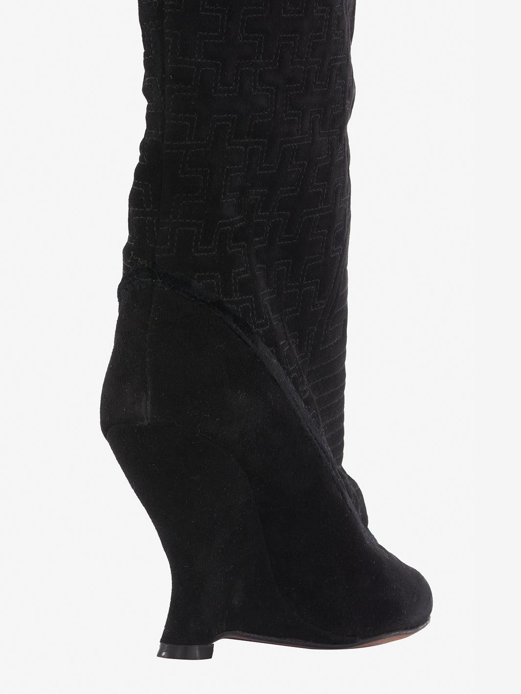 Tom Ford for Yves Saint Laurent black suede wedge boot CVM22.81.11  YSL 