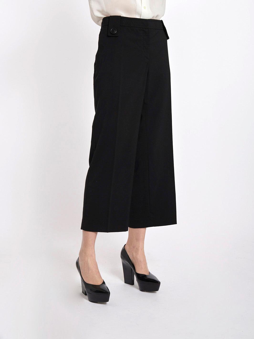 Y2K Prada black cropped woollen pants with buttons on the front W2203177  Prada 