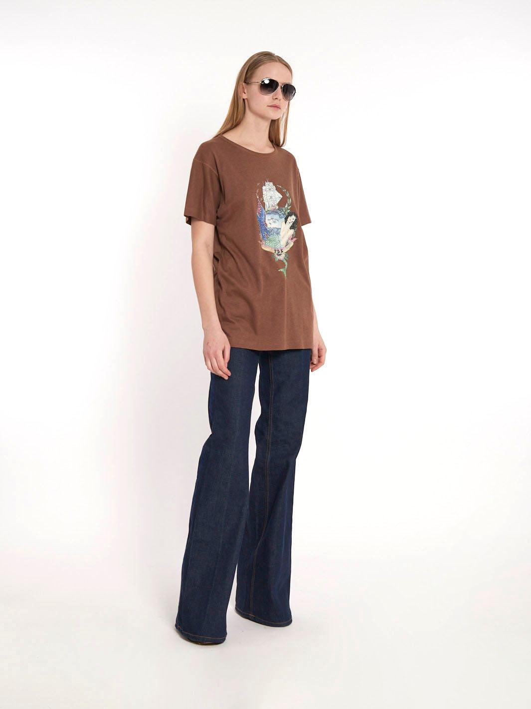1990s Poi...by Krizia brown t-shirt with maritime themed print M1601970  Krizia Poi... 