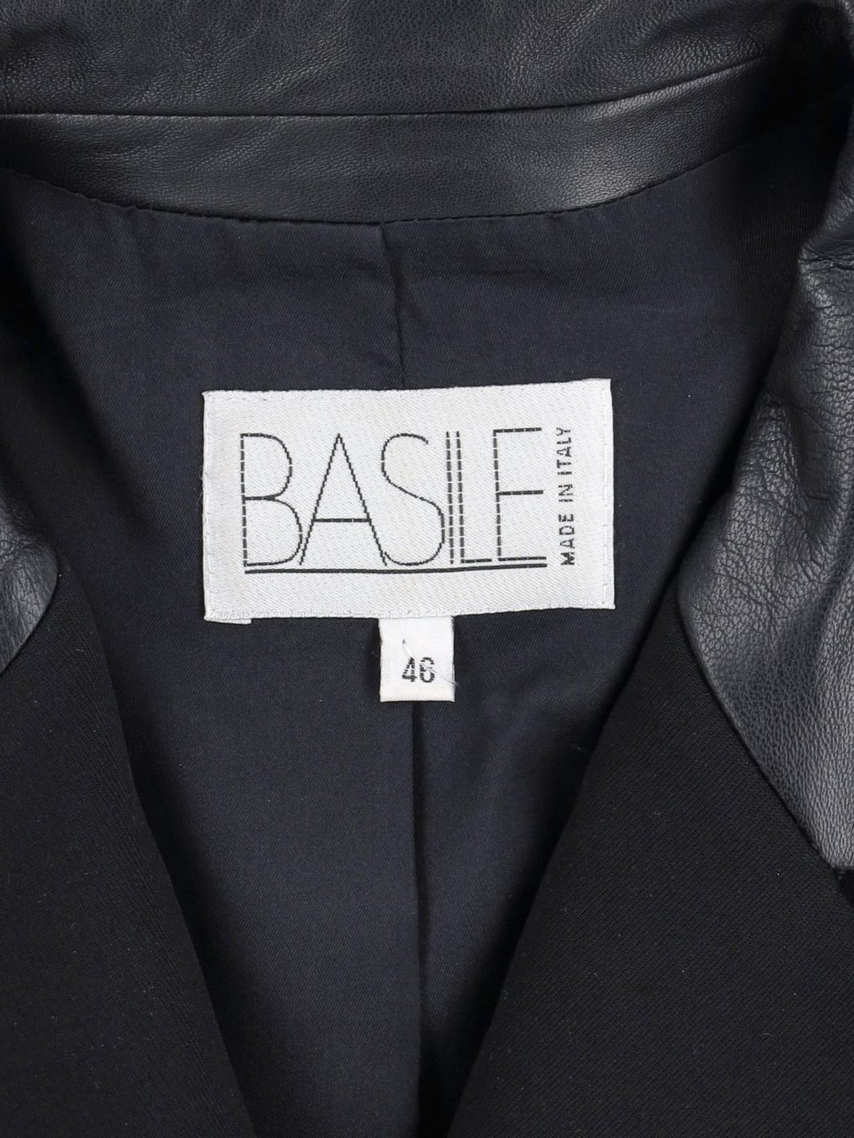 Basile Black Blazer With Leather Inserts W2511.116.02  Basile 