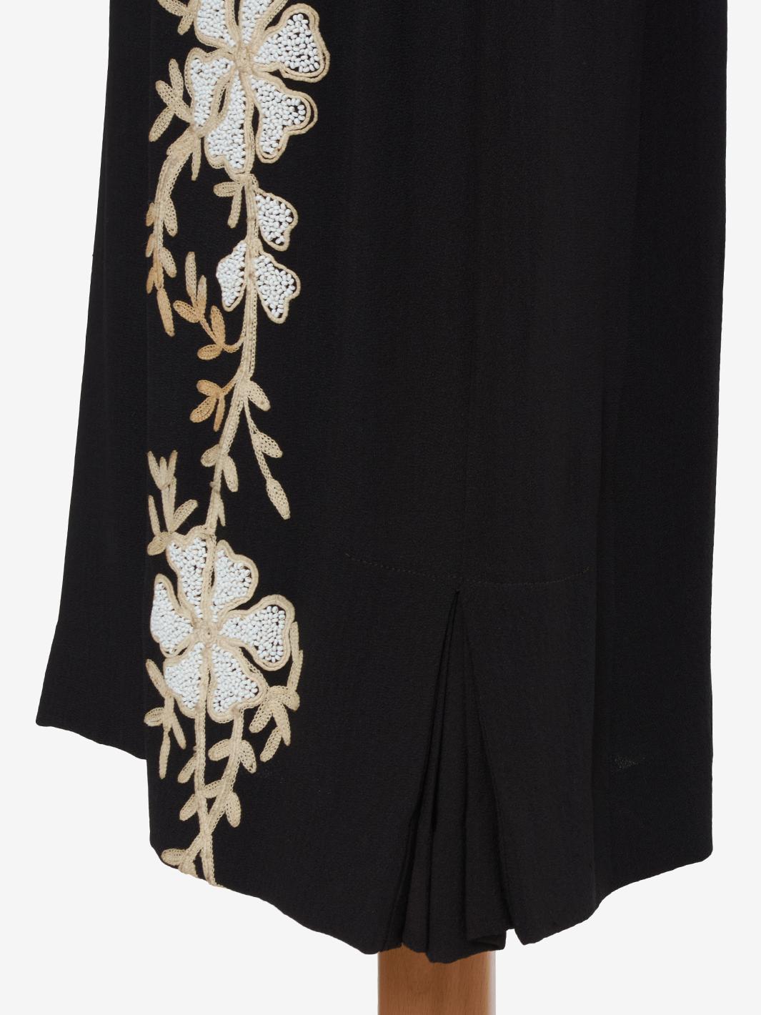 Vintage dress with white beaded embroidery and vertical flower - '40s AR006  Vintage 