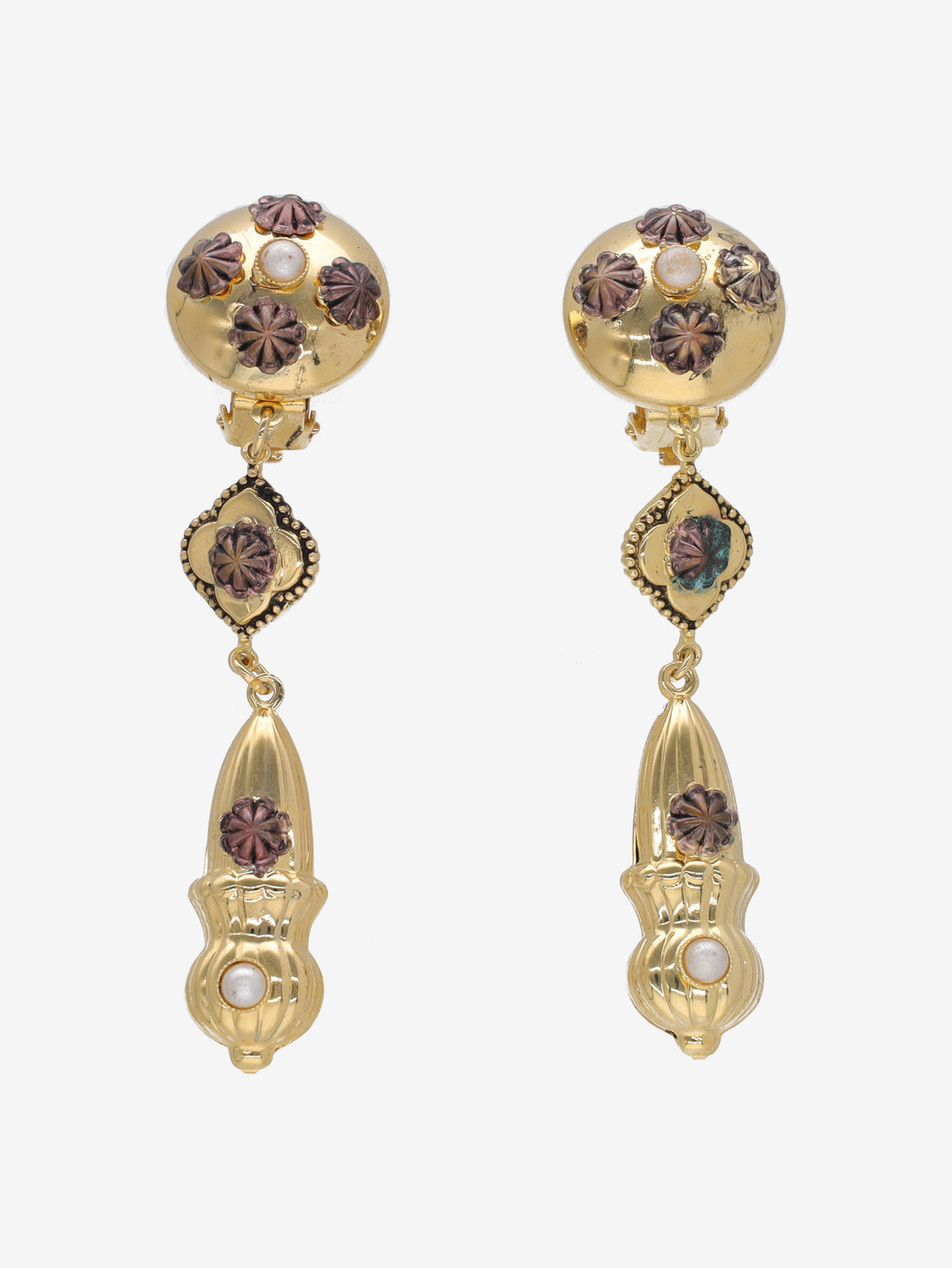 Vintage Circle and Teardrop Pendant Earrings W13426.21  Vintage 
