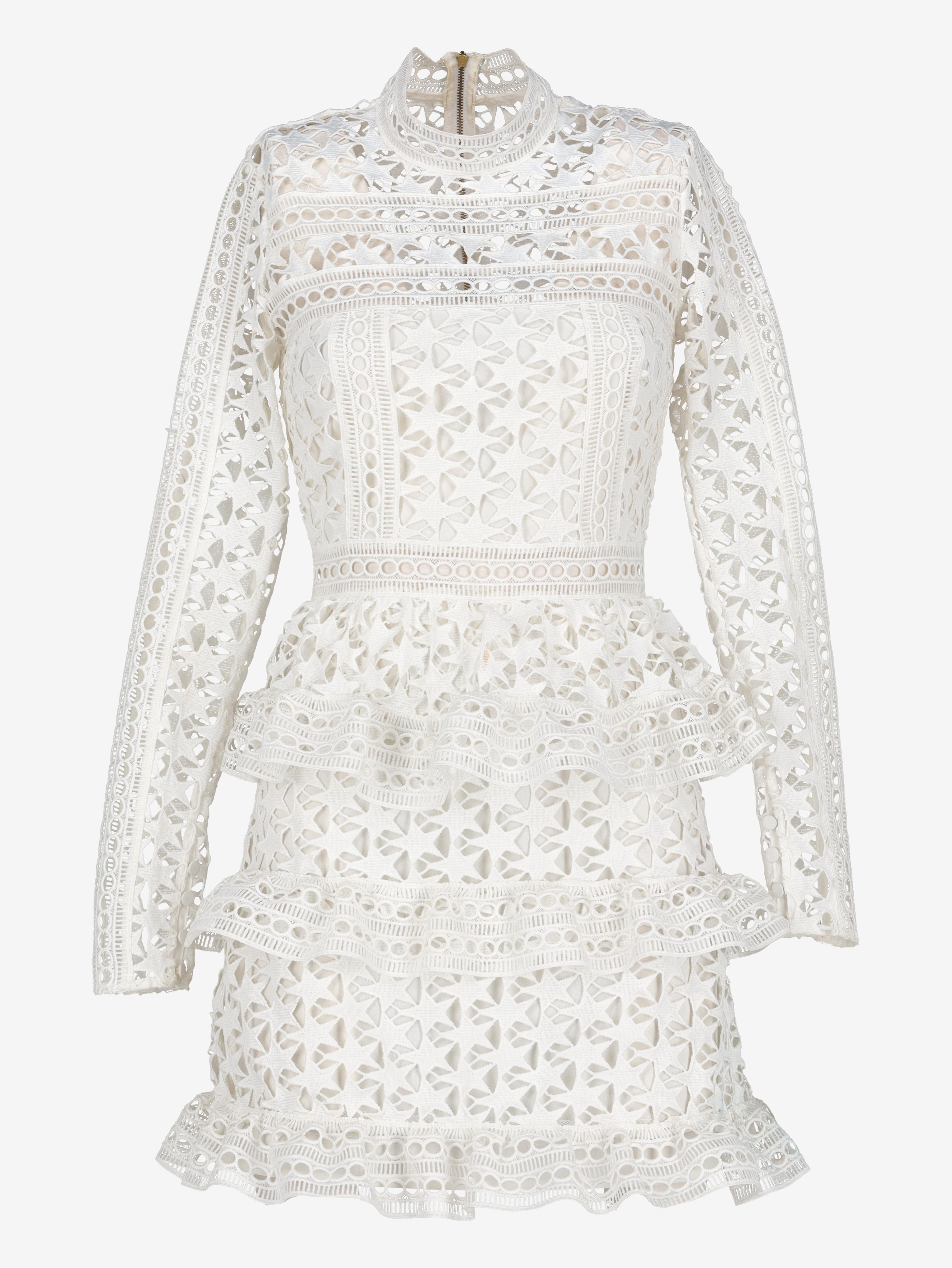 Self-Portrait Long Sleeve Stars Lace Dress