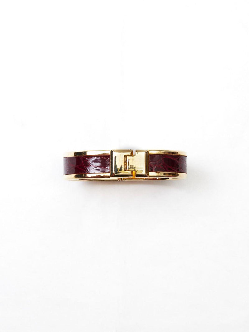 1980s Correani rigid bracelet with crocodile patterned  strap and W22033025  Correani 