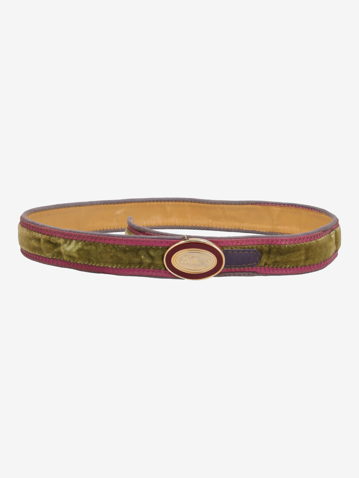 Borbonese Two-Tone Belt with Logo Buckle W27526.131  Borbonese 