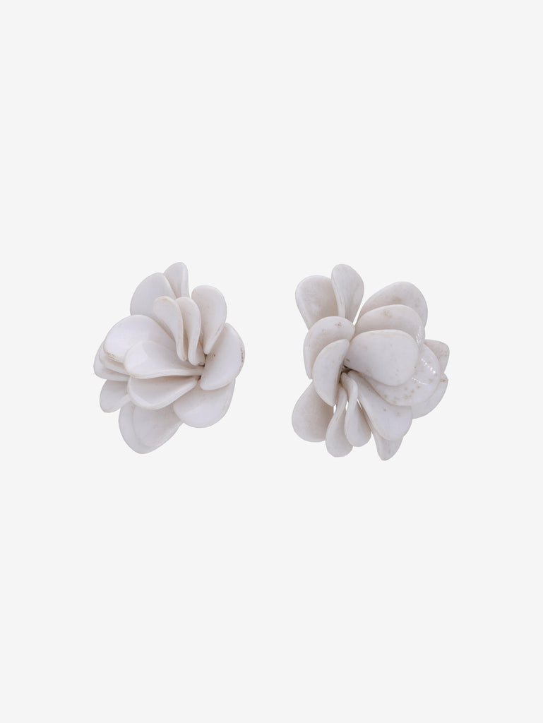 Vintage Oversized Plastic Flower Earrings with Layered Petals W13426.10  Vintage 