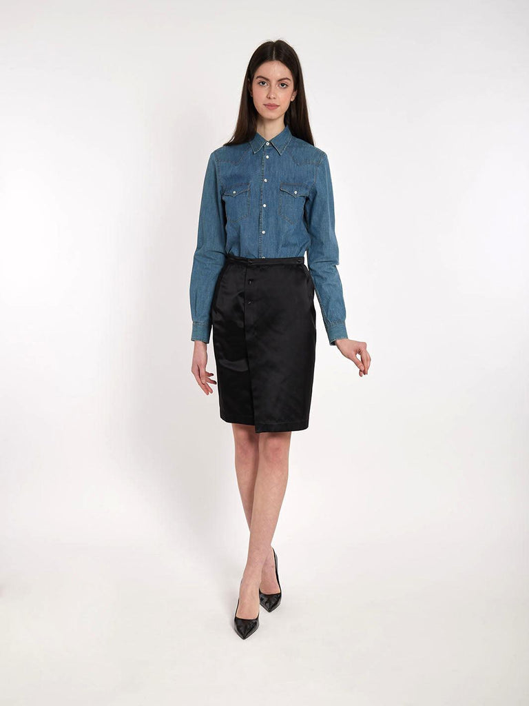 1990s Black Thierry Mugler pencil skirt in silk and cotton M1601902  Thierry Mugler 