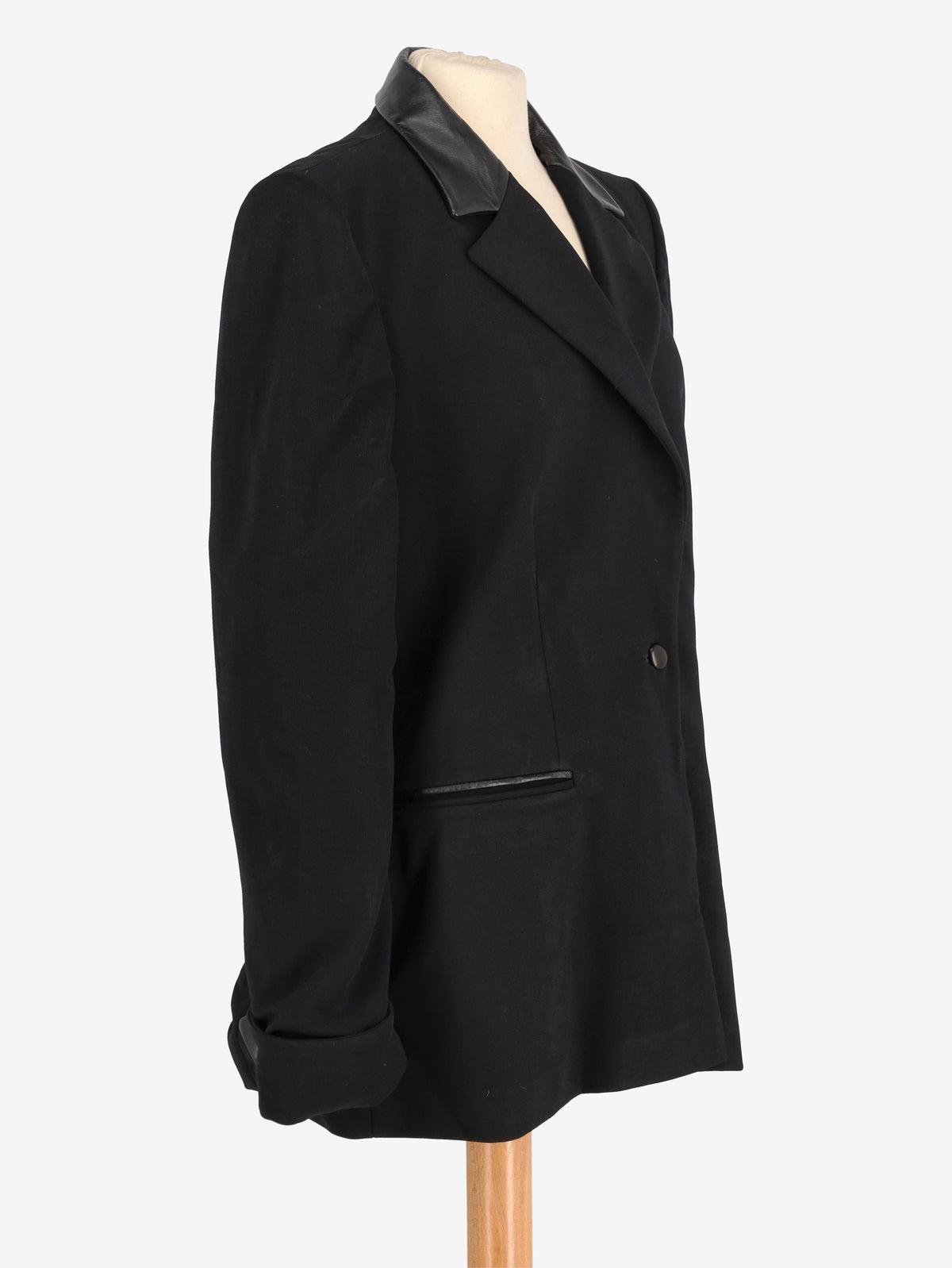 Basile Black Blazer With Leather Inserts W2511.116.02  Basile 