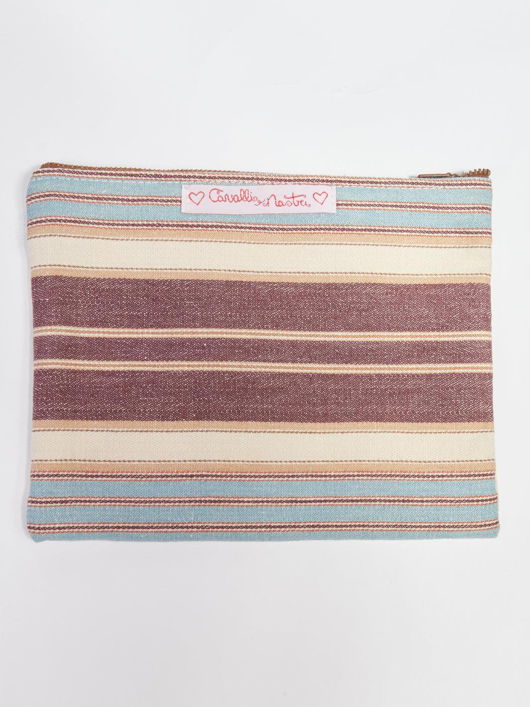 Y2K Cavalli e Nastri  clutch bag in brown, beige and baby blue stripes W22033121  Cavalli e Nastri 