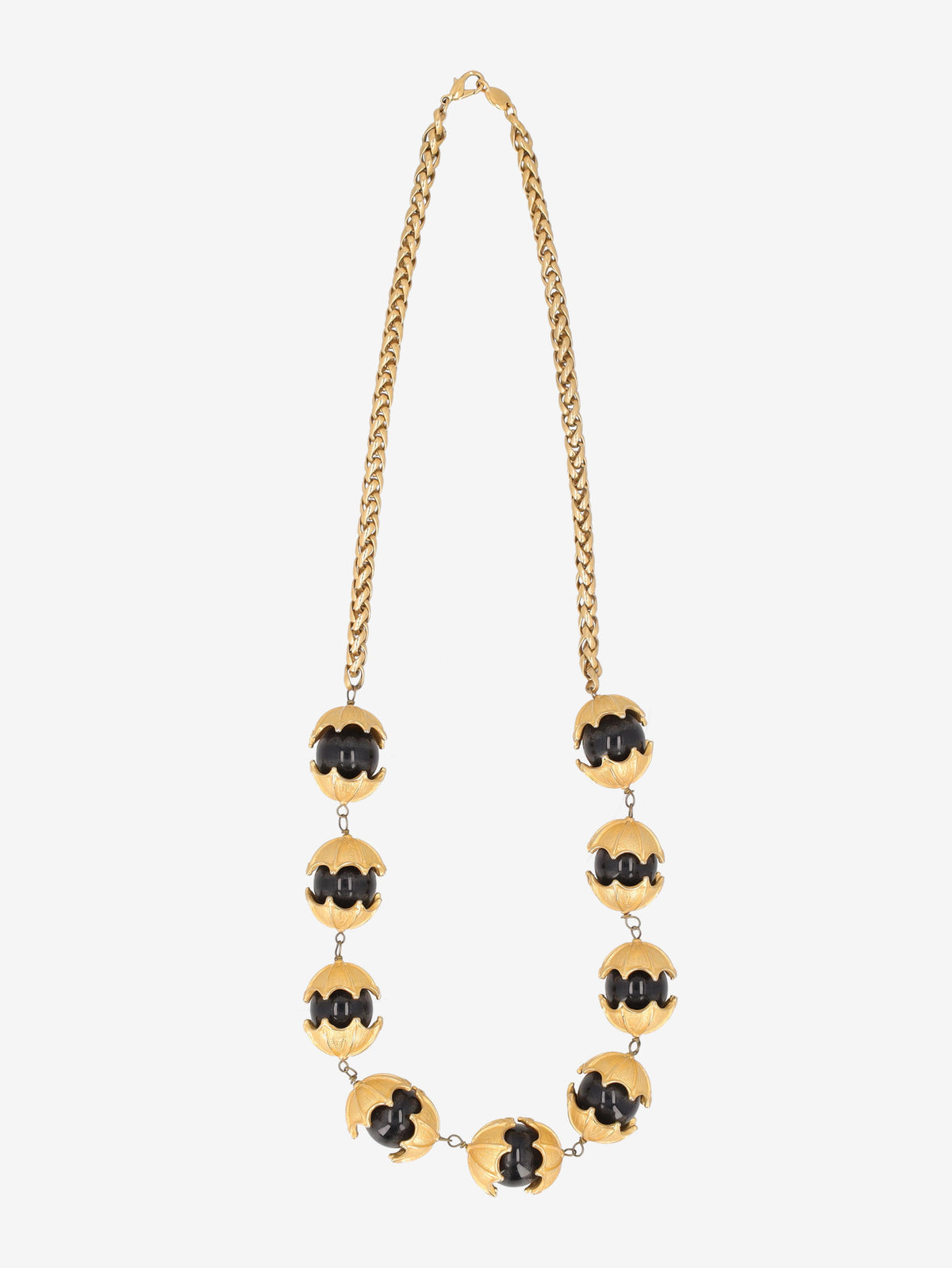 Vintage Gold-Tone & Black Orb Necklace W13426.127  Vintage 