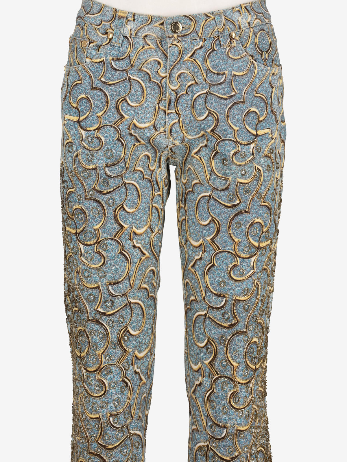 Roberto Cavalli Straight-Leg Jeans with Beaded Embroidery W7426.59  Roberto Cavalli 