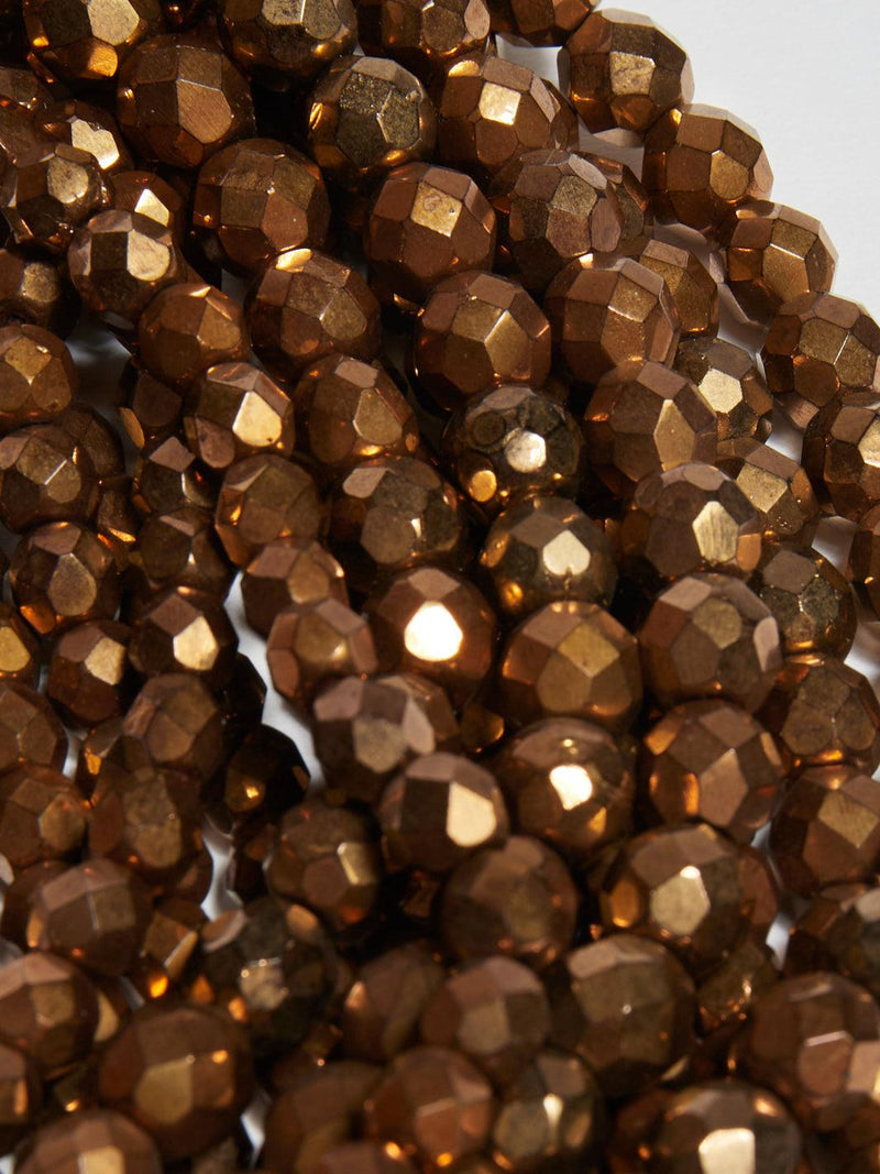 1980s multi-strand choker necklace made with bronze-coloured beads W22033119  Vintage 