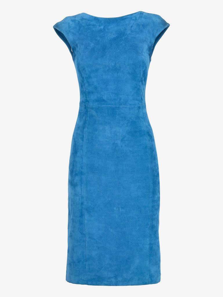 Prada Roundneck Dress in Blue Suede WCV161224_66  Prada 