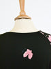Abito De Parisini color oliva con fiori rosa, anni '70