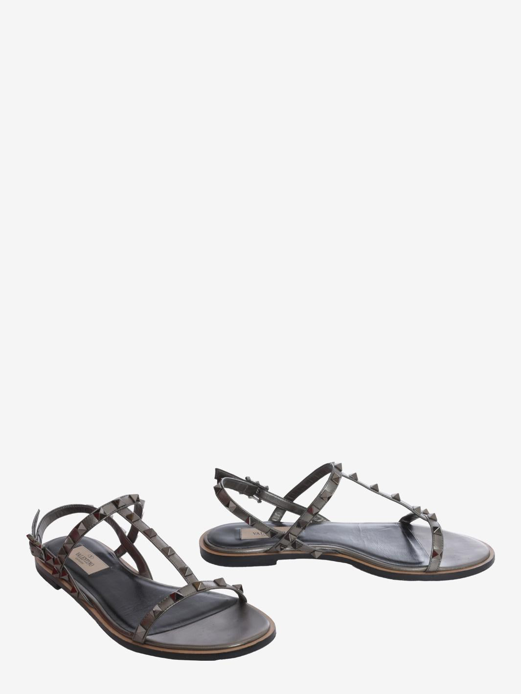 Valentino 银色铆钉凉鞋