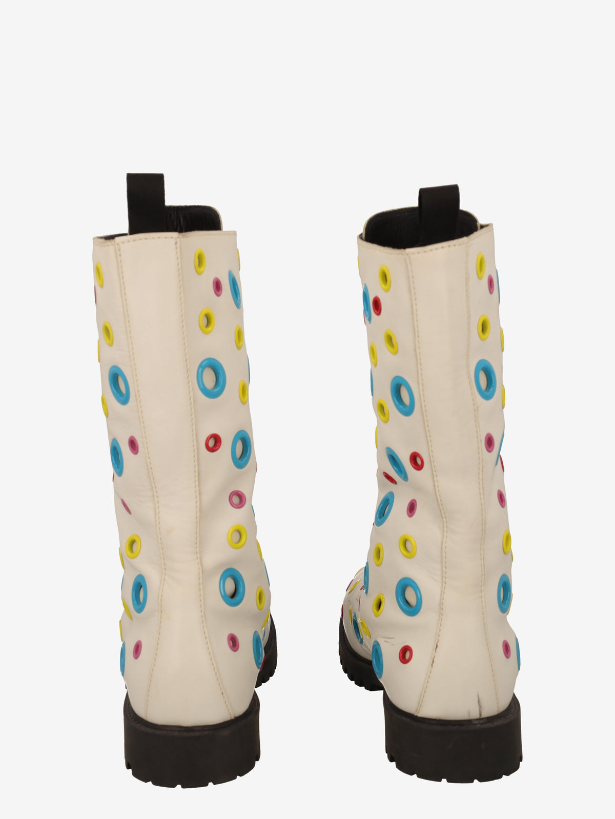 Moschino Combat Boots in White Leather WCV250821.05  Moschino 