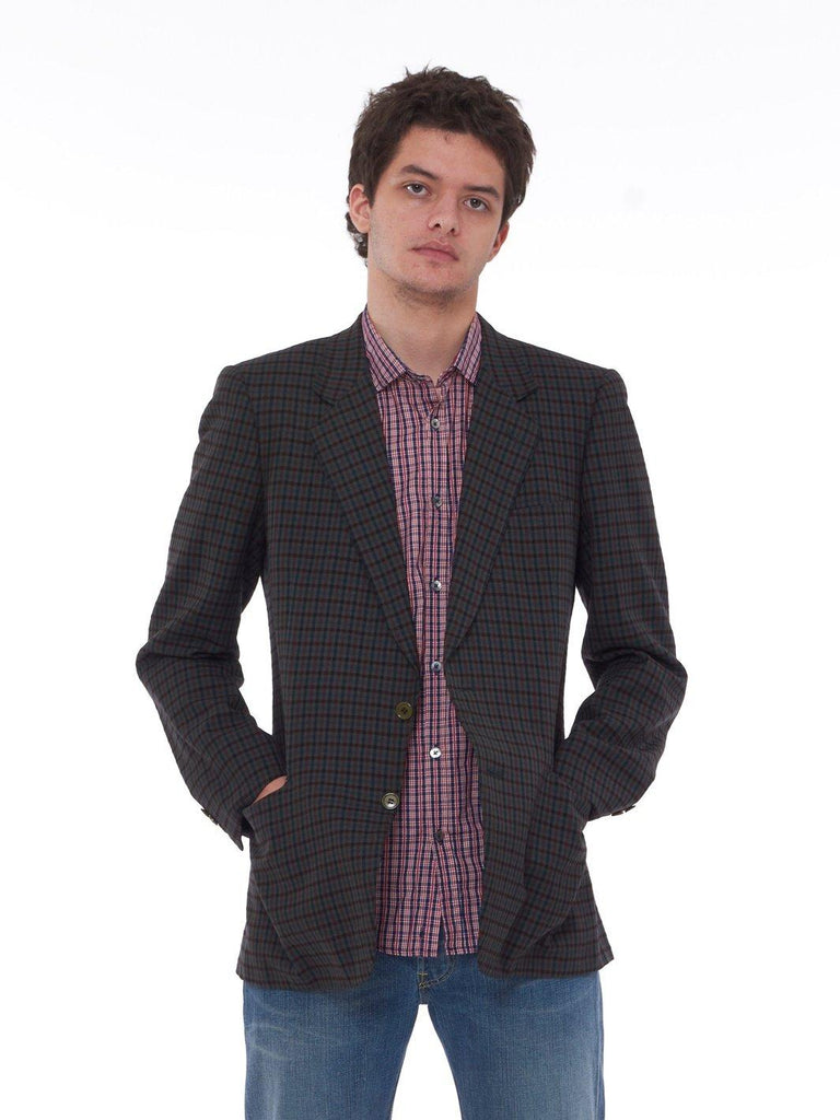 1980s wool and cashmere blend jacket with tartan pattern U223-25/8  Vintage 