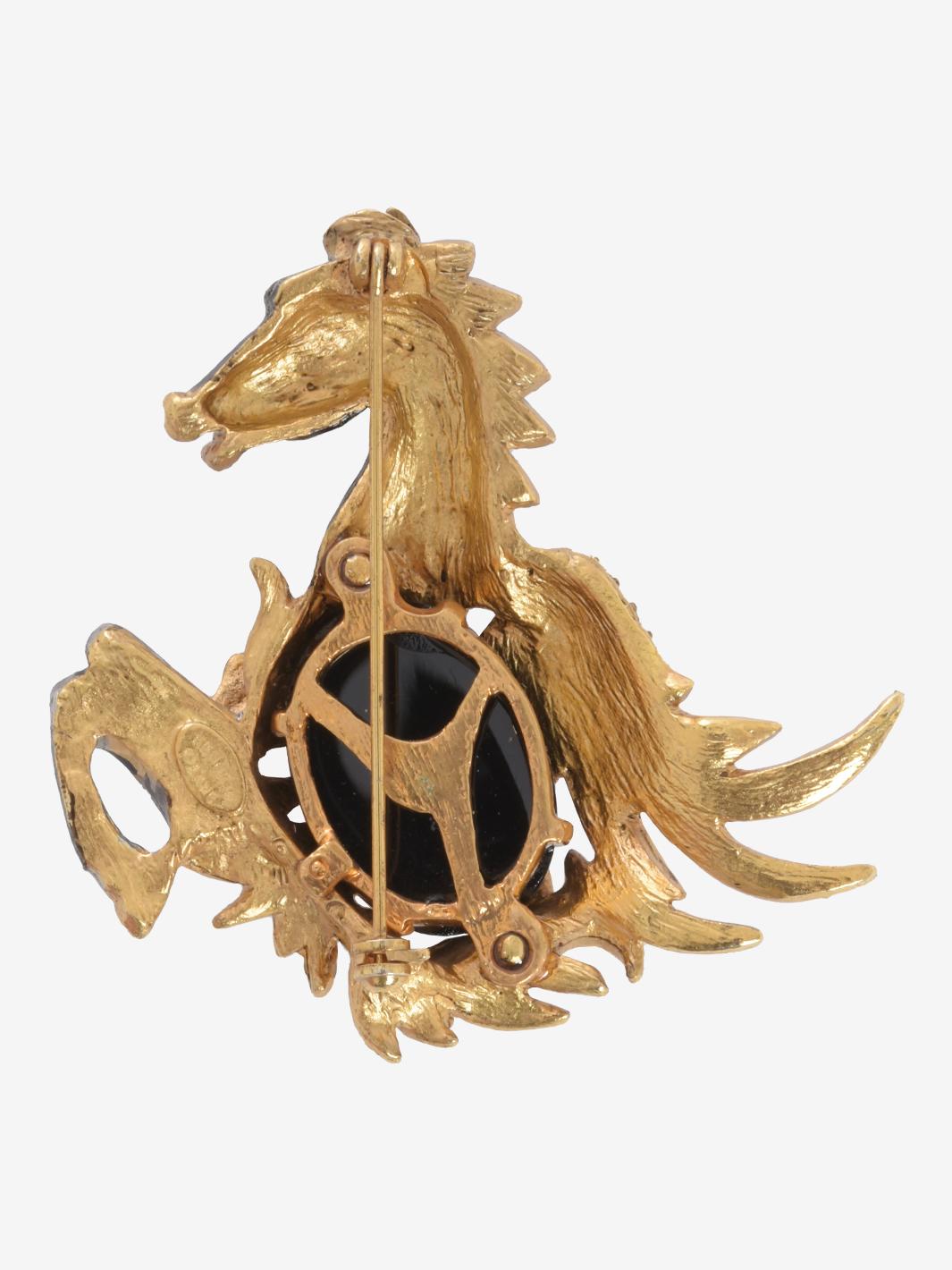 Kenneth Jay Lane Black Hippogryphus Brooch